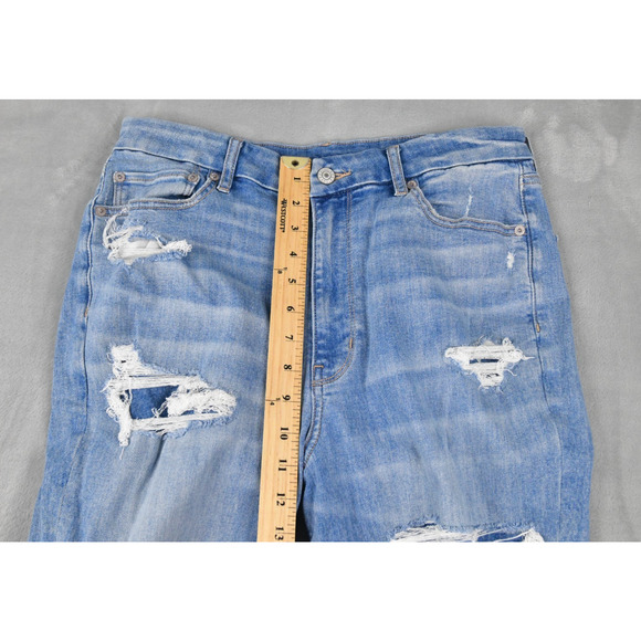 American Eagle Jeans Womens 12 Long (30x31) Curvy Super Hi-Rise Flare Distressed - Picture 11 of 11